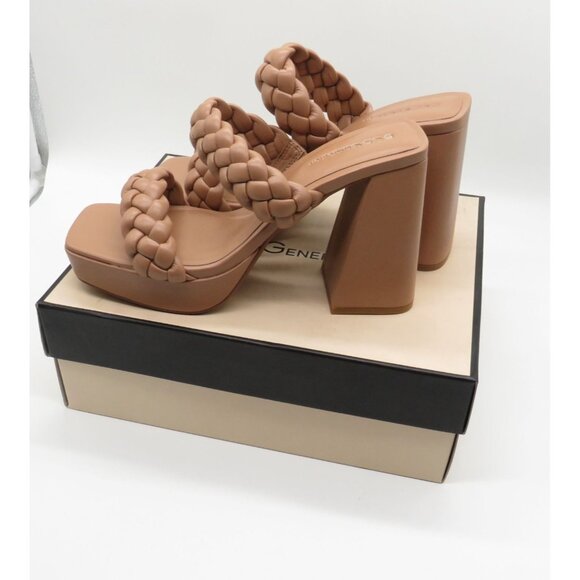 BCBG Generation Women's Tan Braided Strap Block Heel Sandals Size 10 NEW - Picture 1 of 8